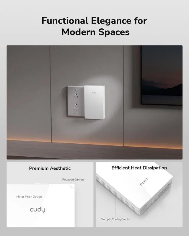 Alt view image 7 of 7 - Cudy AP3000 Wall WiFi 6 AX3000 Wall Plate Wireless Gigabit Access Point, Support OFDMA, MU-MIMO, PoE Powered, Cudy App Control or Web Configuration
