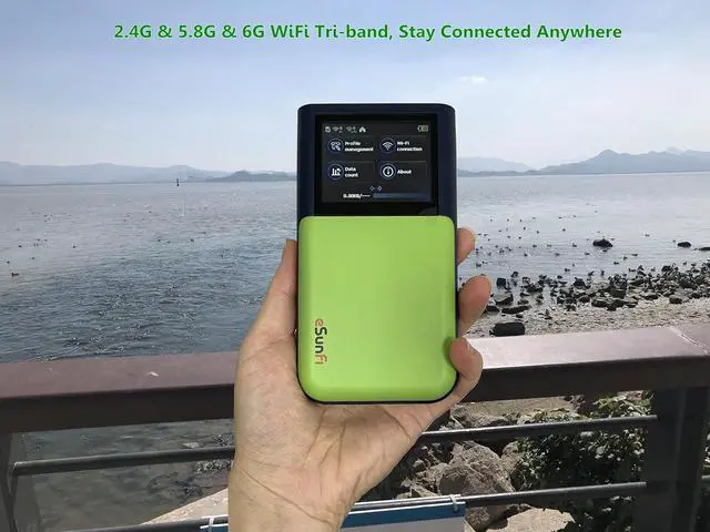 Alt view image 5 of 6 - eSunFi SHFiEL62 5G eSim Mobile Hotspot Router Portable WiFi Router, with Sim Card Slot, up to 32 WiFi terminals, 2.4 inch Touch Panel, WiFi6, for Home/Business/Travel (NA Version)