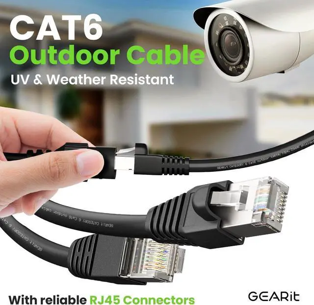 Alt view image 2 of 7 - GEARit Cat6 Outdoor Ethernet Cable (100ft) 23AWG Pure Copper, FTP, LLDPE, Waterproof, Direct Burial, In-Ground, UV Resistant, POE, Network, LAN, Internet, Cat 6, Cat6 Cable - 100 Feet