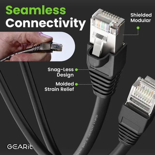 Alt view image 5 of 7 - GEARit Cat6 Outdoor Ethernet Cable (100ft) 23AWG Pure Copper, FTP, LLDPE, Waterproof, Direct Burial, In-Ground, UV Resistant, POE, Network, LAN, Internet, Cat 6, Cat6 Cable - 100 Feet