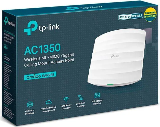 Alt view image 6 of 6 - TP-Link EAP225 Point d'Accès Wi-Fi Double Bande AC 1350Mbps PoE Gigabit - Plafonnier (300Mbps en 2.4GHz + 867Mbps en 5GHz, 1 port Gigabit, Support PoE)