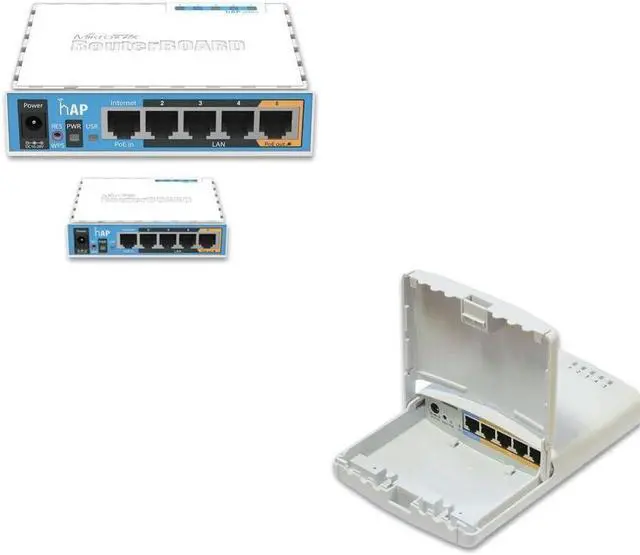 Main image of Mikrotik RB750P-PBr2 PowerBox outdoor 5 Ethernet port router with PoE (1-UNIT) + RB951Ui-2nD hAP wireless access point PoE (4-UNITS)
