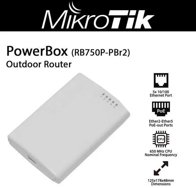 Alt view image 7 of 7 - Mikrotik RB750P-PBr2 PowerBox outdoor 5 Ethernet port router with PoE (1-UNIT) + RB951Ui-2nD hAP wireless access point PoE (4-UNITS)