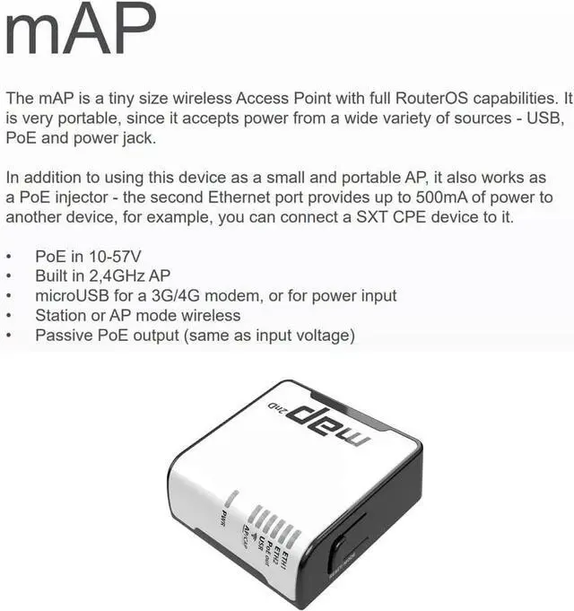 Alt view image 7 of 7 - Mikrotik mAP 10-Units RBmAP2nD Dual-Chain 2.4GHz Micro Access Point PoE Out RouterOS L4