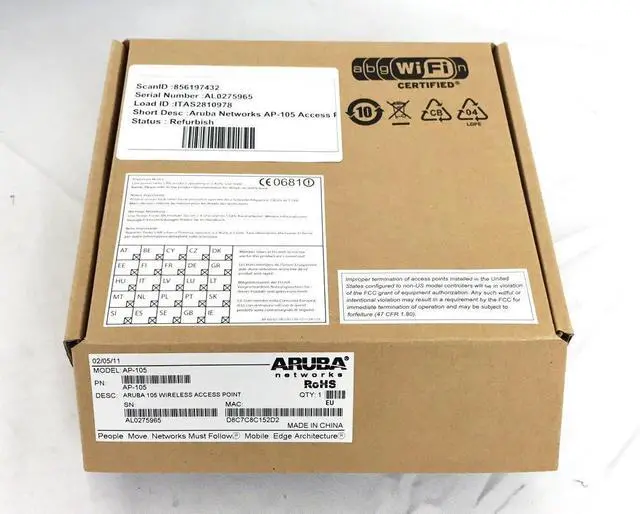 Main image of Aruba Networks IAP105US 105 Wireless Access Point, Integrated Antenna