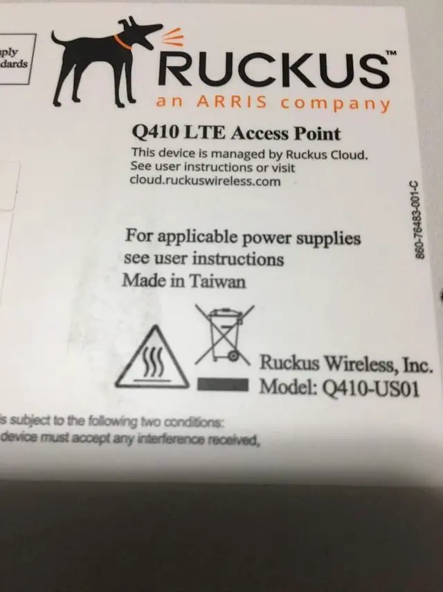 Alt view image 7 of 7 - Ruckus Q410 LTE Wireless Access Point - P01-Q410-US01