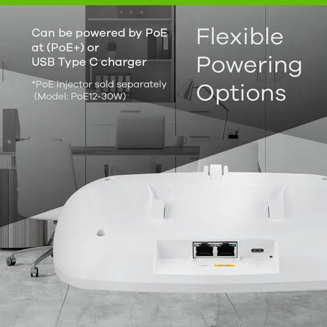 Alt view image 7 of 7 - Zyxel BE12300 WiFi 7 Dual-Radio Access Point | 2 x 2.5GbE Ports | Smart Antenna | Manageable via Nebula Web/App, On-premises Controller, or Device's Local Interface [WBE630S]