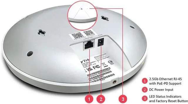 Alt view image 2 of 5 - DrayTek VigorAP 1062c WiFi 6 AX6000 Access Point, Dual Band, Mesh, Repeater, Ceiling Or Wall Mounted, 2.5Gb Uplink