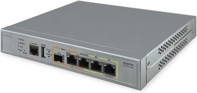 Alt view image 3 of 3 - EnGenius Cloud Managed VPN Router ESG320 2.1 GHz Dual-Core, Dual-WAN, 4 Gigabit LAN (1 PoE+), 1 SFP, Auto-VPN, stateful Firewall, Cellular failover