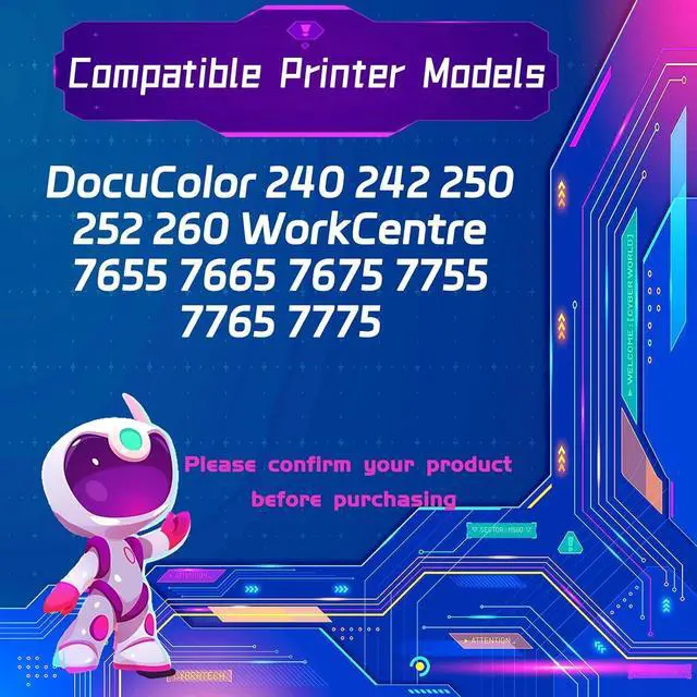 Alt view image 2 of 6 - DC250 Developer Unit is Compatible for Xerox DocuColor 240 242 250 252 260 WorkCentre 7655 7665 7675 7755 7765 Printers (1 Pack Black)