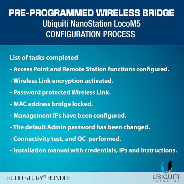 Alt view image 6 of 7 - Wireless Bridge LOCOM5 PRE-Programmed Bundle of 2 Ubiquiti Nanostation LOCO M5, Point to Point Outdoor WiFi Bridge, Plugh and Play, 5GHz, 150+Mbps, 15+km Link Range Network Wireless Bridge.