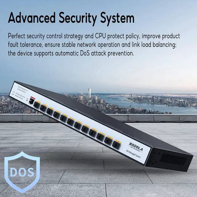 Alt view image 4 of 7 - 12 Port 10G SFP+ Smart Switch| L2/L3+ Smart Managed | DoS Attack Prevention | IPv6 | Static Routing | L2/L3QoS, IGMP & LAG | Limited Lifetime Protection Managed Ethernet Switch