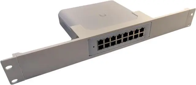 Main image of 19-Inch 1.5U Network Rack Mount for Ubiquiti USW-Lite-16-POE Switch, Open Design, Rack Ear Mount (Black)