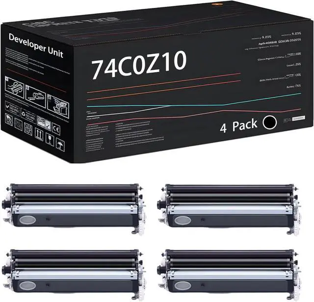 Main image of 74C0Z10 Developer Unit Compatible for Lexmark C4150 CS720de CS720dte CS725de CS725dte CX725de CX725dhe CX725dthe Printers (4 Pack Black)