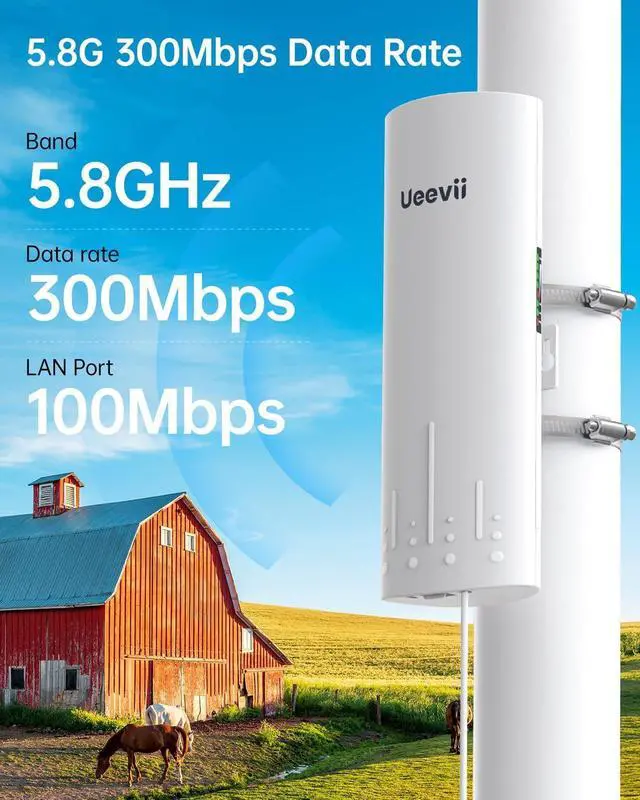 Alt view image 2 of 7 - UeeVii CPE450 Wireless Bridge and WR3000K WiFi Router Kit, 5.8G 3KM Point to Point Wireless Bridge Outdoor to Shop Barn Garage Building Network Kit Solution, Outdoor WiFi Bridge(2PCS), Plug and Play