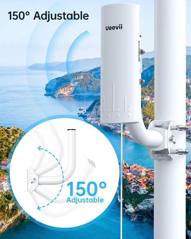 Alt view image 7 of 7 - UeeVii CPE450 Wireless Bridge and WR3000K WiFi Router Kit, 5.8G 3KM Point to Point Wireless Bridge Outdoor to Shop Barn Garage Building Network Kit Solution, Outdoor WiFi Bridge(2PCS), Plug and Play