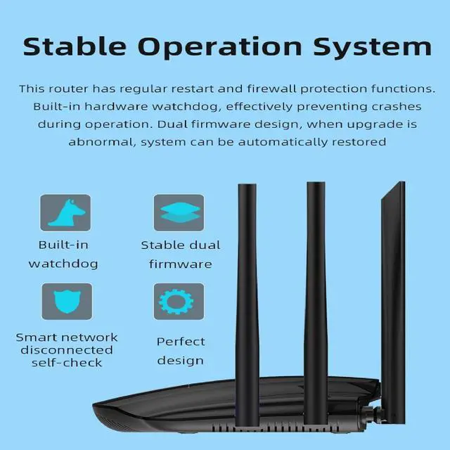 Alt view image 7 of 7 - Dual Band 4G LTE Router with SIM Card Slot Unlocked Modem, 1200Mbps Mobile Hotspot Support AT&T and T-Mobile, 6-Antenna Wireless Wi-Fi Router