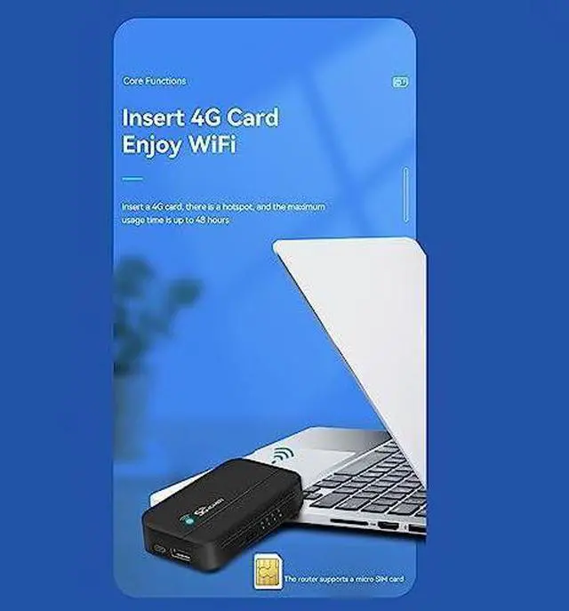 Main image of Yunseity 4G LTE Mobile Hotspot, Network Router Devices Unlocked 5G Hotspot with SIM Card Slot for Travel, 300Mbps Mini Smart Router, Up to 10 Users