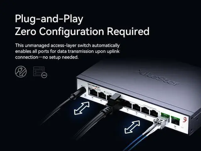Alt view image 6 of 6 - 10 Port 2.5G Unmanaged Ethernet Switch with 2x10G SFP+, 2.5 Gigabit Network Switch, 2.5Gb Ethernet Hub, Plug & Play, Metal Housing, Desktop/Wall-Mount