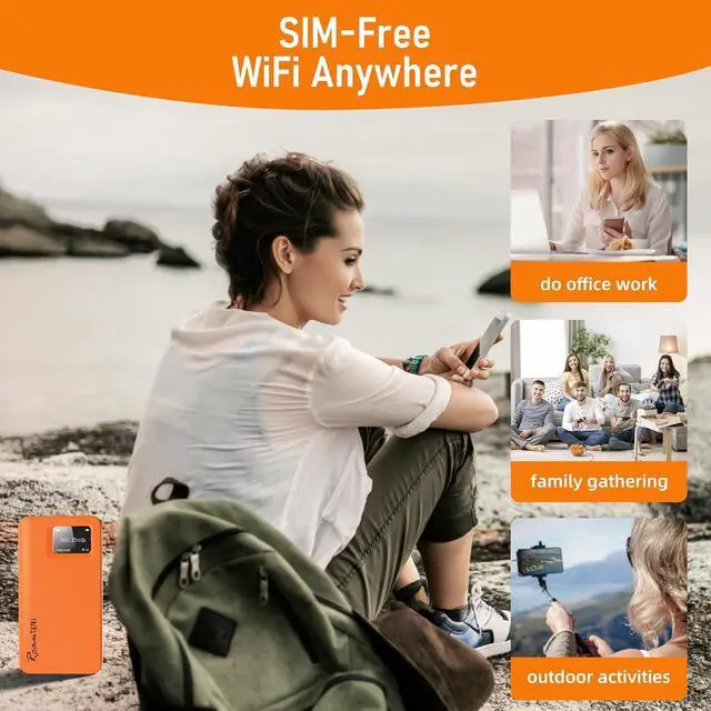Alt view image 6 of 7 - RoamWiFi R10 4G LTE WiFi Router Mobile Hotspot, Wireless WiFi Device Portable Hotspot with CA 100GB & Global 1GB Data 90Day, No SIM Card