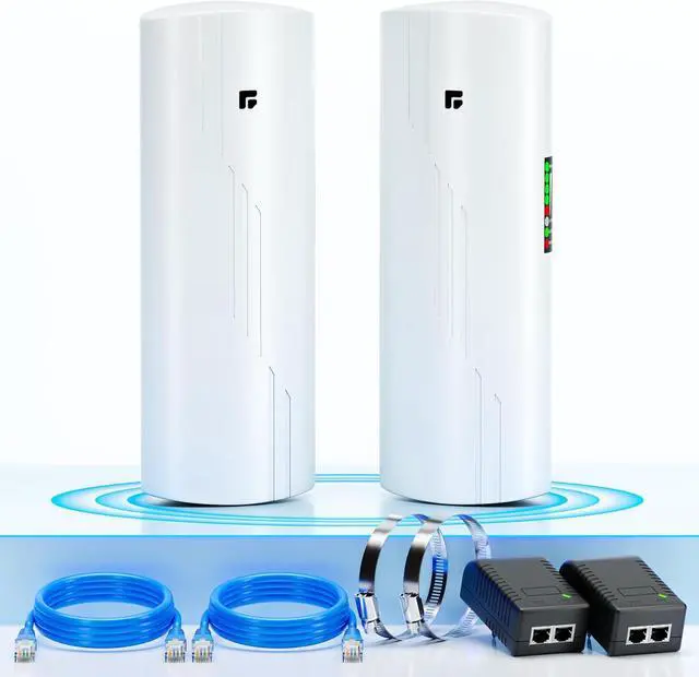 Main image of Wireless Bridge Point to Point Outdoor WiFi, Wireless Network Expansion Kit, Long Range High Speed 5G | 2 Units Bridge Kit Complete Pre-Configured - P2P Long Range (2Pack)
