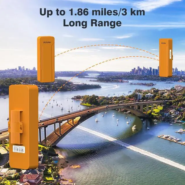 Alt view image 6 of 7 - CPE468 Dual Band Wireless Bridges with Bracket Mounts, 3KM Long Range Gigabit WiFi Bridge, 2.4GHz & 5.8GHz Outdoor Wireless Ethernet Bridge for Point-to-Point and Point-to-Multipoint Network Extend