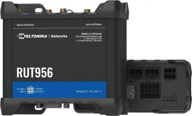Main image of RUT956 (EU) 4G LTE Router Teltonika RUT956, Cellular, RUT956 (Teltonika RUT956, Cellular Network Router, Black, Aluminium, Plastic, DIN-Rail, Industrial, Fast Ethernet)