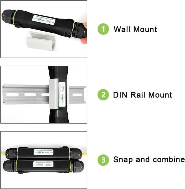 Alt view image 7 of 7 - Outdoor Gigabit Ethernet Extender, 450ft/140M, 10/100/1000Mbps, IP67 Waterproof, UV Resistant, Direct-Burial, Data Extension Only, Power Injector Included