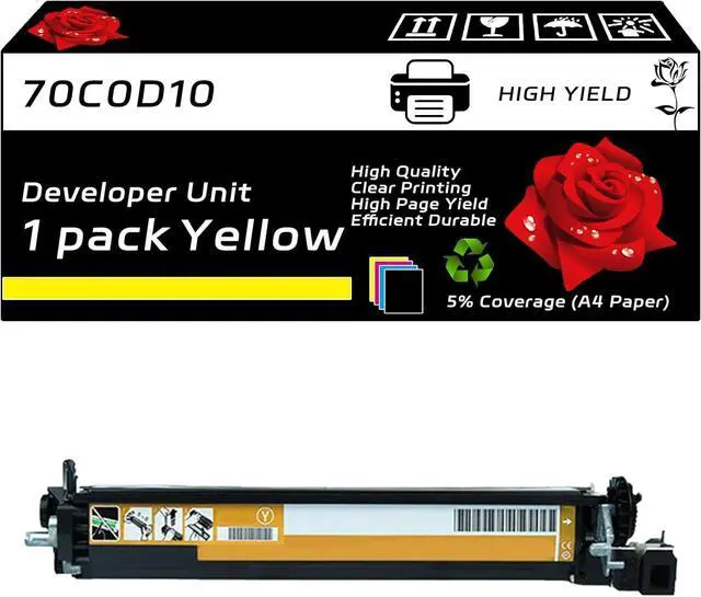 Main image of 70C0D10 70C0D20 70C0D30 70C0D40 Developer Unit Compatible with Lexmark CX310dn CX310n CX317dn CX410de CX410dte CX410e CX417de Printers, High Yield 30000 Pages, Vibrant Colors (Yellow)