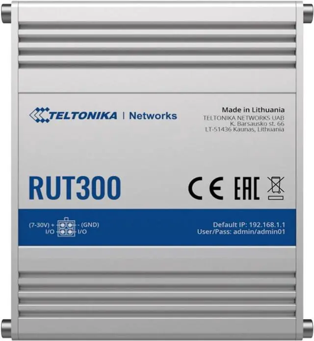 Alt view image 4 of 6 - Teltonika RUT300 000100 Industrial Ethernet Router, Sturdy Aluminum Housing, Compatible with Teltonika Remote Management System, 5 x Fast Ethernet Ports (10/100 Mbps), Passive PoE, USA PSU, Silver
