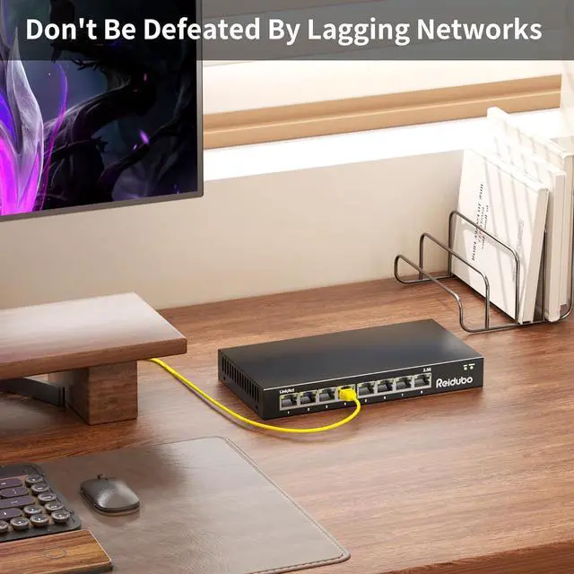 Alt view image 4 of 7 - 2.5Gb Switch, 8 Port 2.5 Gigabit Network Switch, 2.5G Unmanaged Ethernet Switch for 2.5Gbps NAS/PC, 4K Video, WiFi6 Router, Wireless AP, Fanless Design, Plug and Play