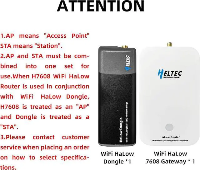 Alt view image 2 of 7 - Heltec Wi-Fi HaLow Dongle Wireless Bridge 802.11ah Network Booster Long Range Wireless Access Extender Ethernet Bridge Repeater (STA+HT-H7608)