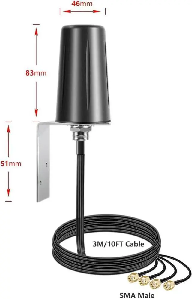 Alt view image 2 of 3 - 4x4 MIMO Omnidirectional Low Profile Wide-Band 4G LTE 5G External Antenna for Boosts Performance of 4G/5G Routers Gateways Hotspot Verizon AT&T T-Mobile RV Home Internet, Slinkdsco