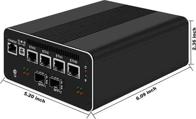 Alt view image 6 of 7 - 10GbE SFP+ Micro Firewall Appliance Mini PC, Intel Core i5 1240P 12C/16T 16GB DDR5 256GB PCIE SSD 4xIntel I226-V 2.5GbE 2*Intel 10Gb Network Card Firewall Home Server/Router 1xConsole
