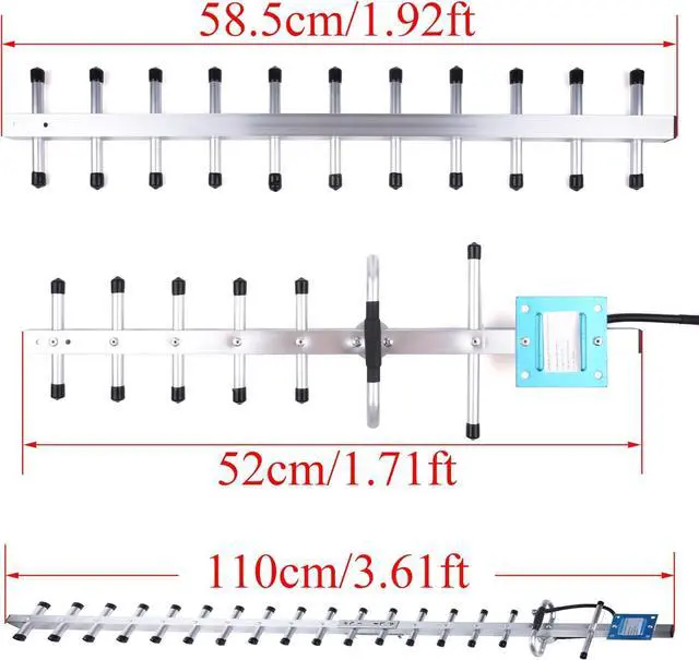 Alt view image 2 of 7 - 2G/3G/4G Wireless Yagi Antenna 20dbi Outdoor Antenna 824-2700MHz - Directional Antenna Booster N Female Connector with 0.3M Cable for Network Router (with 15M Extension Cable)