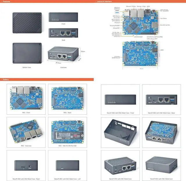Alt view image 6 of 7 - youyeetoo NanoPi R6C Mini Router with Metal Case and PD Power, RK3588S, 2.5G+1 Gbps Ethernet Ports/HDMI 2.1, Support OpenWRT/Docker for VPN NAS IOT Smart Home Gateway (8GB LPDDR4X 32GB eMMC)