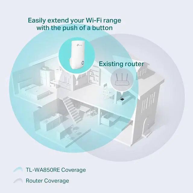 Alt view image 3 of 7 - TPS-Link TL-WA850RE N300 Wireless Range Extender, Broadband/Wi-Fi Extender, Wi-Fi Booster/Hotspot with 1 Ethernet Port, Plug and Play, Built-in Access Point Mode