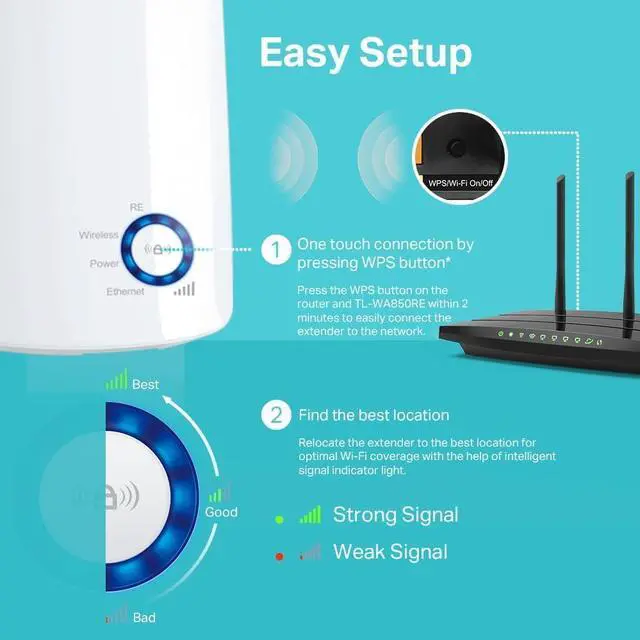 Alt view image 4 of 7 - TPS-Link TL-WA850RE N300 Wireless Range Extender, Broadband/Wi-Fi Extender, Wi-Fi Booster/Hotspot with 1 Ethernet Port, Plug and Play, Built-in Access Point Mode