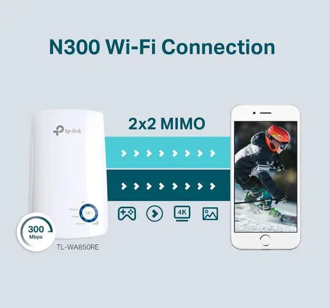 Alt view image 6 of 7 - TPS-Link TL-WA850RE N300 Wireless Range Extender, Broadband/Wi-Fi Extender, Wi-Fi Booster/Hotspot with 1 Ethernet Port, Plug and Play, Built-in Access Point Mode