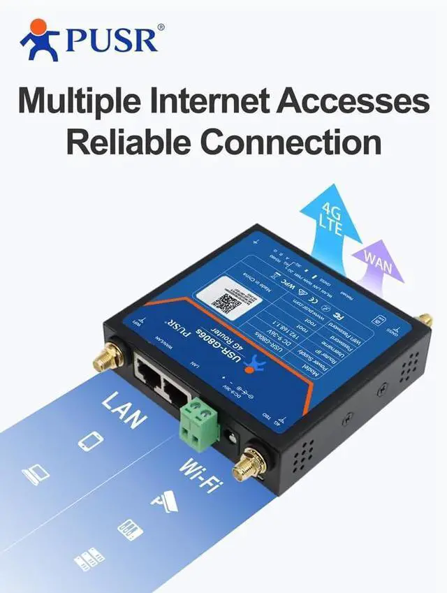 Alt view image 5 of 6 - Global Band Industrial 4G LTE Router with 1*WAN/LAN,1*LAN GPS Function Enhanced OPENVPN RS485 Serial Port Support WiFi and Remote Access, Batch Configuration, Alarm Pushing USR-G806s-G