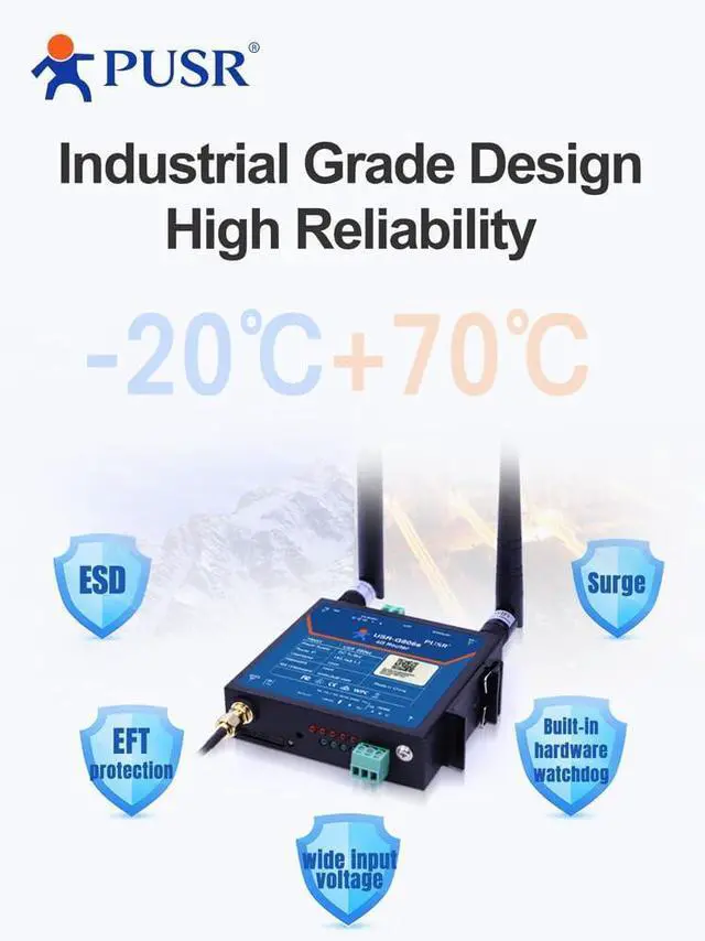 Alt view image 6 of 6 - Global Band Industrial 4G LTE Router with 1*WAN/LAN,1*LAN GPS Function Enhanced OPENVPN RS485 Serial Port Support WiFi and Remote Access, Batch Configuration, Alarm Pushing USR-G806s-G