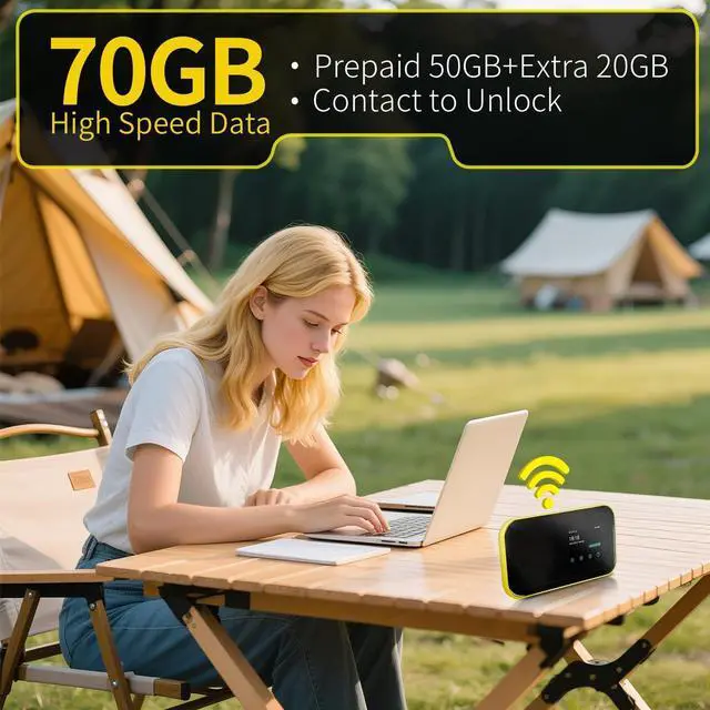 Alt view image 2 of 7 - FREEBOT 4G LTE Mobile Hotspot with Touch Screen, Ultra-Slim Portable WiFi Router with US 50GB Data 60 Days, Connects Up to 10 Devices, Pocket Hotspot for Travel