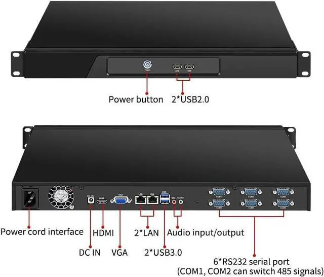 Alt view image 3 of 5 - Firewall Hardware, OPNsense, VPN, Network Security Appliance, Router PC, 1U Industrial Computer Intel i3 3217U,2 x Intel Gigabit LAN /6xCOM/USB3.0/ Barebone, NO RAM, NO Storage, (16GB RAM 256GB SSD)