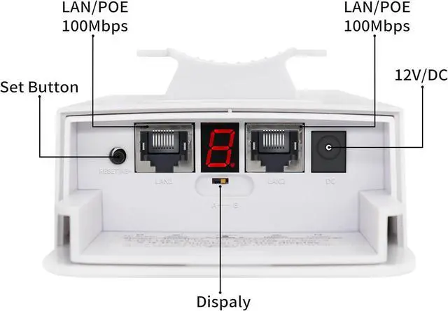 Alt view image 7 of 7 - Wireless Bridge with Two 100Mbps LAN Port, 3KM 5.8G Point to Point/Multipoint Outdoor CPE, 14dBi High Gain Antenna WiFi Bridge for Network Expansion, PoE Adapter, IP65 Waterproof, 2 Pack