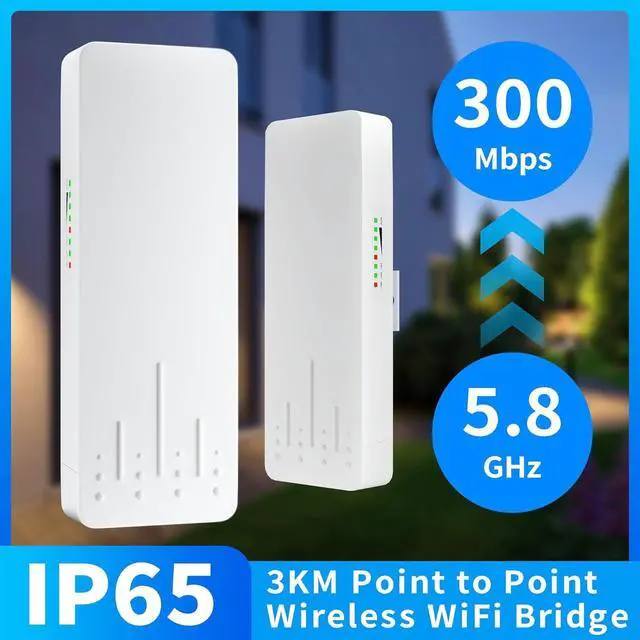 Alt view image 2 of 7 - Wireless Bridge with Two 100Mbps LAN Port, 3KM 5.8G Point to Point/Multipoint Outdoor CPE, 14dBi High Gain Antenna WiFi Bridge for Network Expansion, PoE Adapter, IP65 Waterproof, 2 Pack