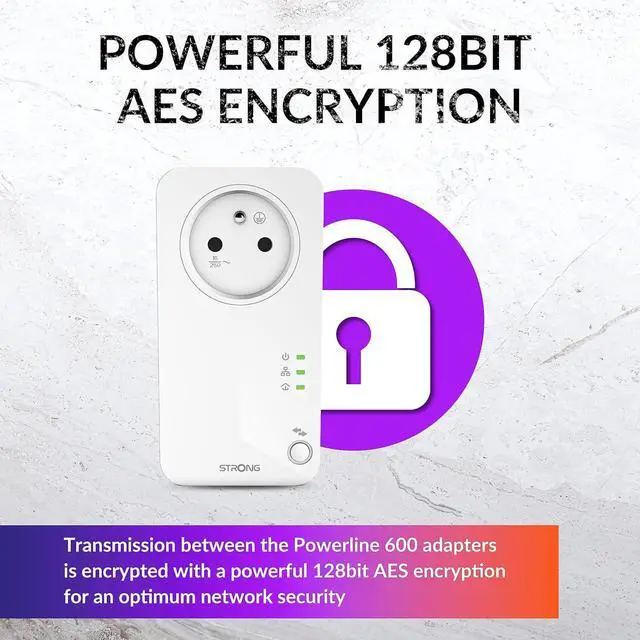 Alt view image 5 of 7 - Powerline 600 Triple EU Set - 3 Powerline adapters 600 Mbps - Fast Internet access - Integrated socket - 300 m range - For all routers - LAN connection - Easy installation - white