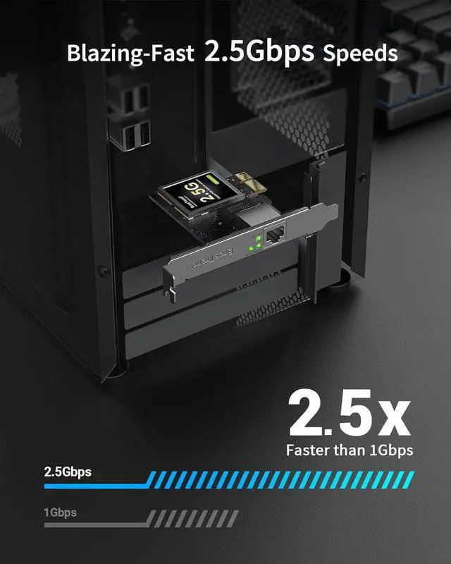 Alt view image 6 of 7 - BrosTrend 8 Port 2.5G Network Switch, Unmanaged Ethernet Switch Multi-Gigabit + 2.5Gb Network Card, PCIe Network Adapter RJ45 NIC