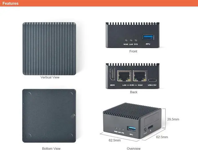 Alt view image 7 of 7 - NanoPi R76S Mini Router, RK3576 Octa-Core SoC with AI Model, LPDDR5 16GB RAM 32GB eMMC, 6TOPS NPU,Dual 2.5G Ethernet, Support M.2 Wi-Fi Module (with M.2 WiFi, LPDDR4X 4GB, TF Card Kit)