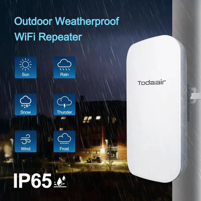 Alt view image 3 of 6 - 2025 Outdoor WiFi Extender,WiFi Booster,IP65 Weatherproof,Up to 1200Mbps Dual Band WiFi Repeater,AI Watchdog,Covers Up to Least 3440 Sq. ft and 30 Devices,Repeater&AP Mode