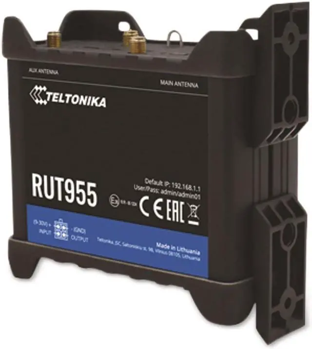 Alt view image 2 of 6 - Teltonika W03660 Model RUT955 4G/LTE Router, Dual Sim, Global Navigation Satellite System, Compatible with Teltonika Remote Management System; For use with AT&T, Verizon, and T-mobile